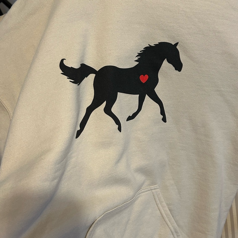 Gildan Cream Sweatshirt with Black Horse Design